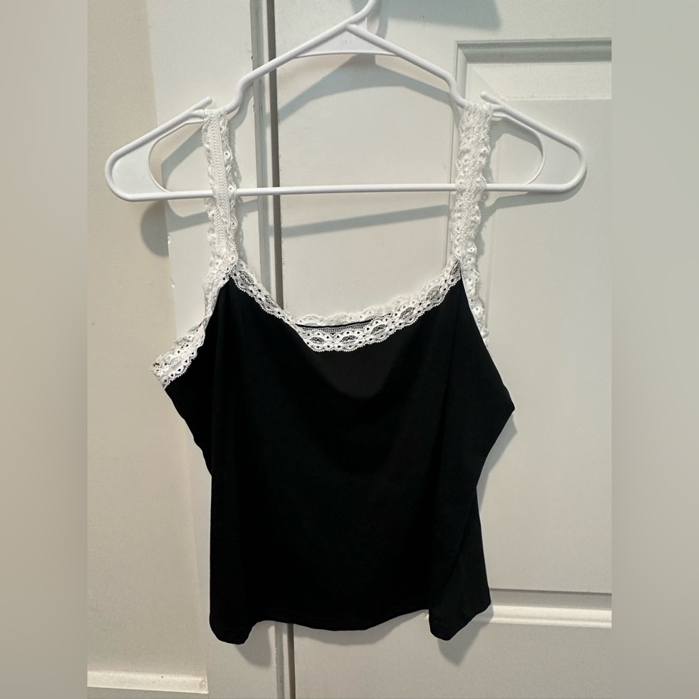 Elegant Black Lace Trim Women's Top